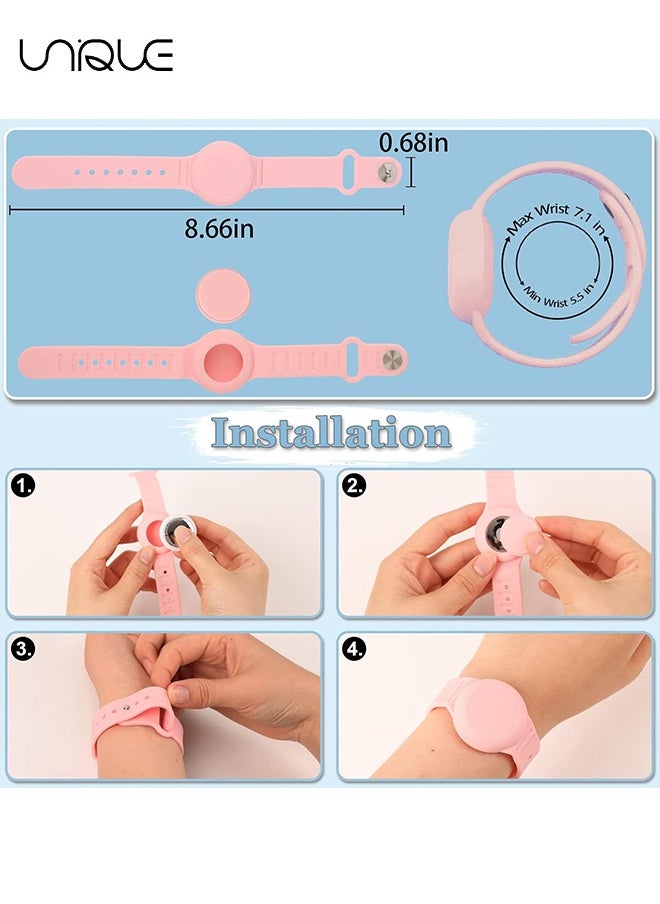 Unique Kids Waterproof Airtag Bracelet Compatible with Apple AirTag - Hidden Silicon Protective Case for Air Tag Holder - Adjustable Anti-Lost Watch Band for Toddler Child (Pink)  - Image 2
