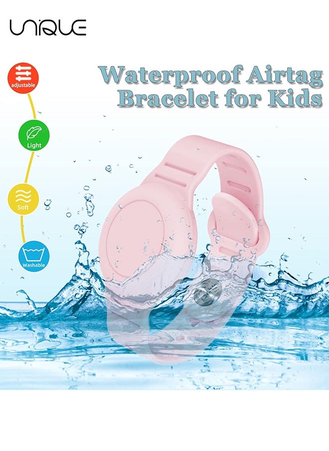 Unique Kids Waterproof Airtag Bracelet Compatible with Apple AirTag - Hidden Silicon Protective Case for Air Tag Holder - Adjustable Anti-Lost Watch Band for Toddler Child (Pink)  - Image 5