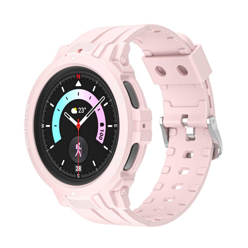 سوار ساعة ذكية باللون وردي قابل للتعديل متوافق مع Samsung Galaxy Watch 5 Pro بملاءمة قابلة للتعديل وحزام بديل للاستخدام اليومي للحمل اليومي للاستخدام المتكرر لترتيب الأغراض - Image 1