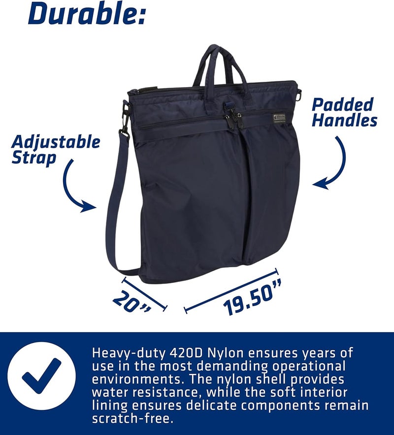 FLYBOYS Jumbo Helmet Bag - Fits All Military-Issued & Civilian Flight Helmets - Expanded Capacity, Nylon Shoulder Bag - For Professional Pilots, General Aviation - 19.5 in X 20 in - Black - Image 3