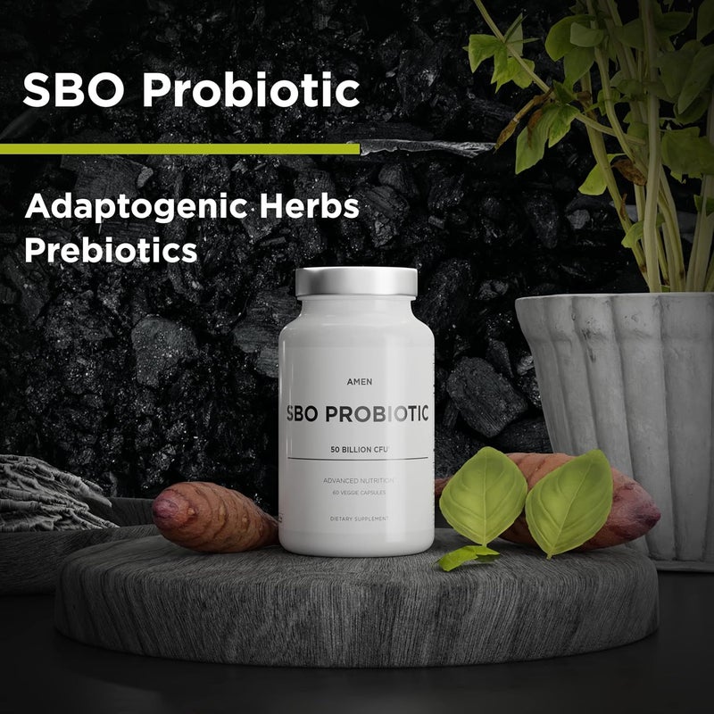 Amen Probiotics Supplement SBO Probiotic and Organic Prebiotics 50 Billion CFUs Shelf Stable No Refrigeration Required Flora Daily Probiotic Formula for Women  Men Vegan  NonGMO 60 Capsules - Image 3