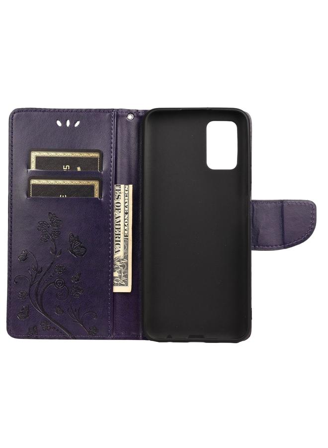 S-TOP Case For Samsung Galaxy A03s 166mm Butterfly Flower Pattern Horizontal Flip Leather Case with Holder & Card Slots & Wallet - Image 4