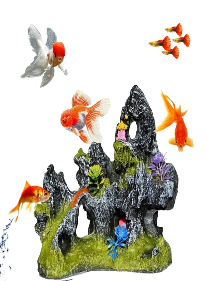 Mistletoe Small Mountain View Aquarium Rockery Stone Moss Air Stone Substrate Hiding Cave Tree Fish Tank Ornament Decoration Masterpiece - Image 1