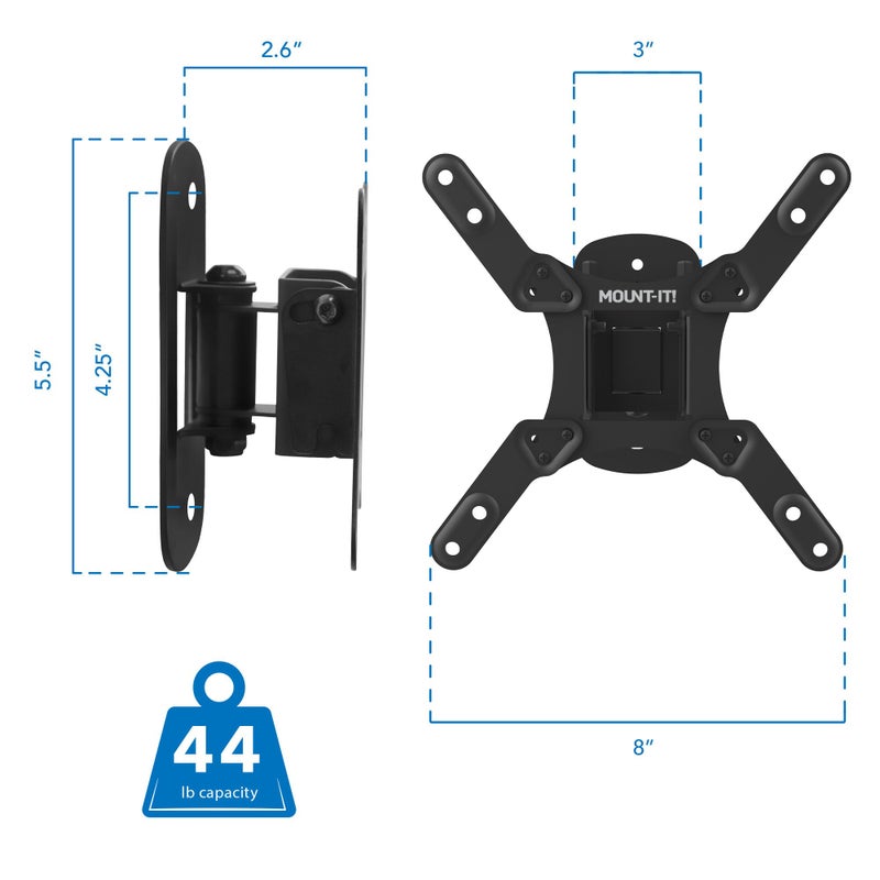 Mount-It! TV Wall Mount for Small to Mid Size TVs, Fits 32 to 50 Inch Screens, 75 100 200 mm VESA Compatible, Low-Profile Slim Design with Tilting and Swivel Motion, 44lb Capacity - Image 5