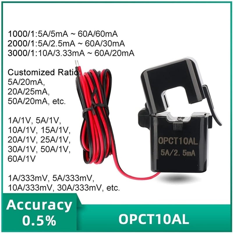 Current Transformer, Current Transformer Split cor 2pcs Mini Split Core Small Open Type Coil CT AC 1A 5A 10A 15A 20A 25A 30A 50A 60A 1V Micro Sensor (Size : OPCT10AL 5A-1V) (Size : 1A) - Image 2