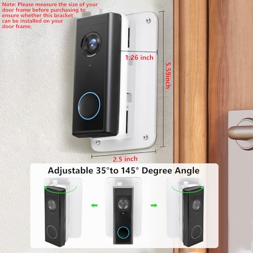 CaGuan Adjustable Doorbell Mount (30°to 145°) for Google Nest Doorbell Wired-2nd Gen, Google Nest Hello Door Bell, Door Bell Wedge Mount for Apartment, No Drill-White - Image 3