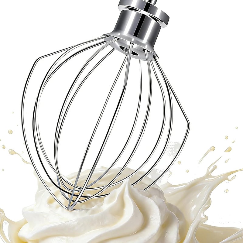 TIZZE ملحق الخفق KN256WW لخلاطات KitchenAid سعة 6 كوارت من نوع رفع الوعاء - خفاقة من الفولاذ المقاوم للصدأ بالكامل بستة أسلاك آمنة للغسيل في غسالة الأطباق - ثقيلة للخفق السريع للكريمة والبيض والمايونيز والكيك - Image 1