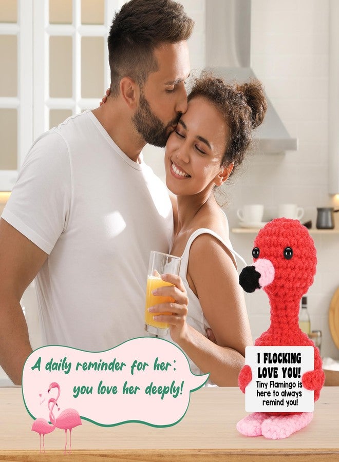 BdayPtion Funny Anniversary Women Gifts, Birthday I Love You Flamingo Gifts for Her Him, Christmas Stocking Stuffers Romantic Gift for Girlfriend Wife Couple Boyfriend, Handmade Crochet Flamingo Lover Present - Image 4