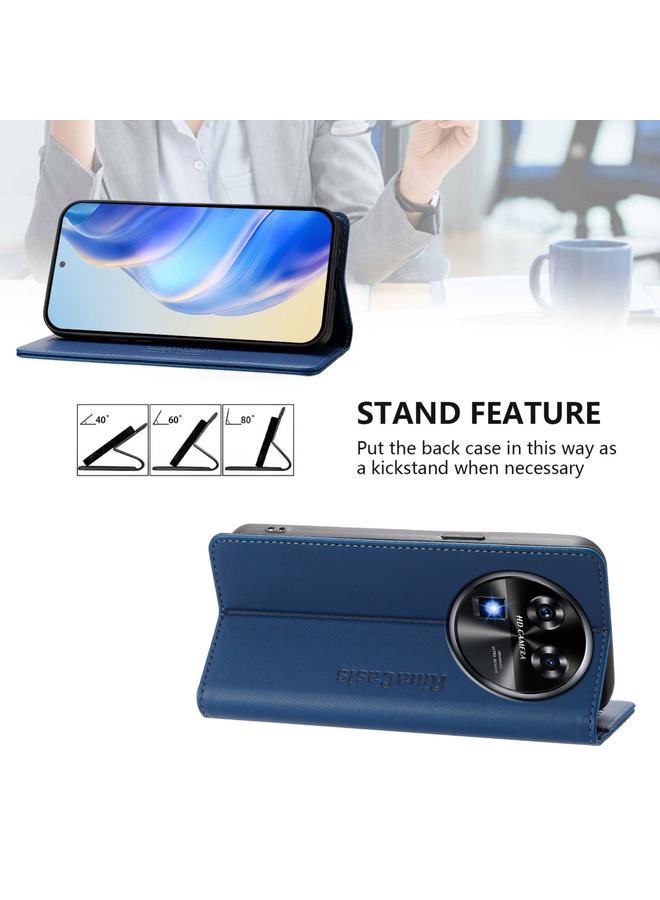 اس-توب جراب لهاتف Oukitel C37 RC01 مصنوع من الجلد ثنائي الطي مع خاصية الشفط المغناطيسي بتقنية RFID - Image 4