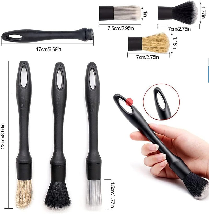 ToolHouse Cleaner resistant ToolHouse 5Pcs Automotive Brushes, Car Interior Detailing Brush Set, Car Cleaning Brush for Cleaning Wheels, Car Interiors, Ventilation Slots and Dashboards Trendy varied sizing alternatives - Image 3
