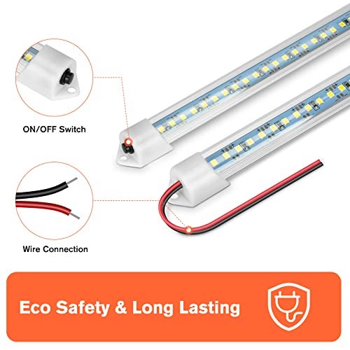 WELLUCK 12V Interior LED Light Bar, DC 12V LED Light Strip w/Switch for Car, Trailer, Truck Bed, Van, RV, Cargo, Boat, Cabinet, Slim Enclosed Trailer Lights Fixture, 12 Volt Led Lighting (700LM 6000K) - Image 3