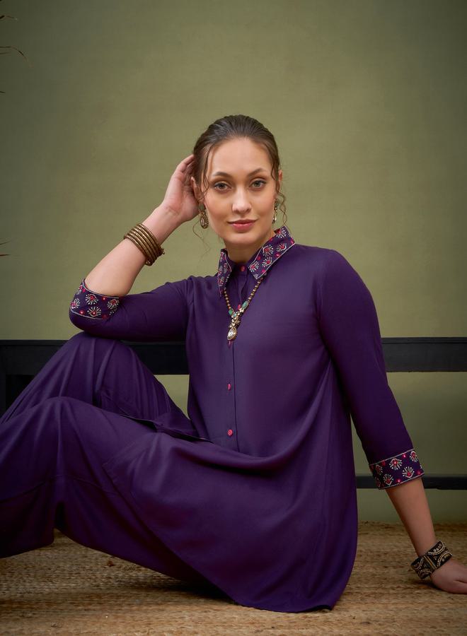 SASSAFRAS Embroidered Collar Shirt & Pants Co-Ord by Styli - Image 2