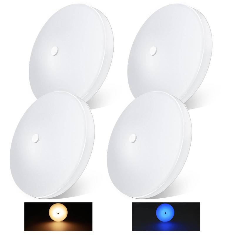 acegoo RV Ceiling Dome Light 45 Inch 12V Overhead LED Puck Light for Motorhome Boat Camper Trailer Truck Car Surface Mount CRI90 4Pack 4000K with Blue Nightlight