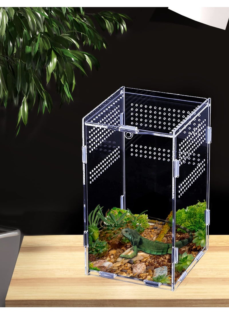 Excefore Transparent Reptile Feeding Box, Terrarium Breeding Habitat for Spiderlings, Insects, Geckos, and Other Reptiles, Ideal for Snails, Bearded Dragons, Stick Insects(12cm x 12cm x 20cm)  - Image 4