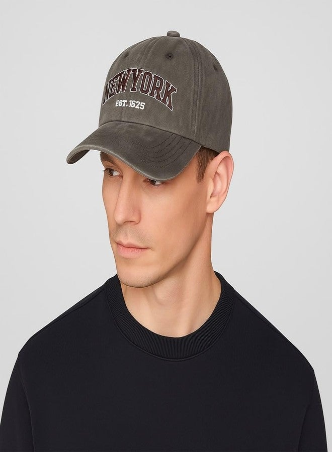 ZEVORA Men's Newyork Grey Cotton Baseball Cap with Adjustable Back Closure | Unisex Cap - Image 2