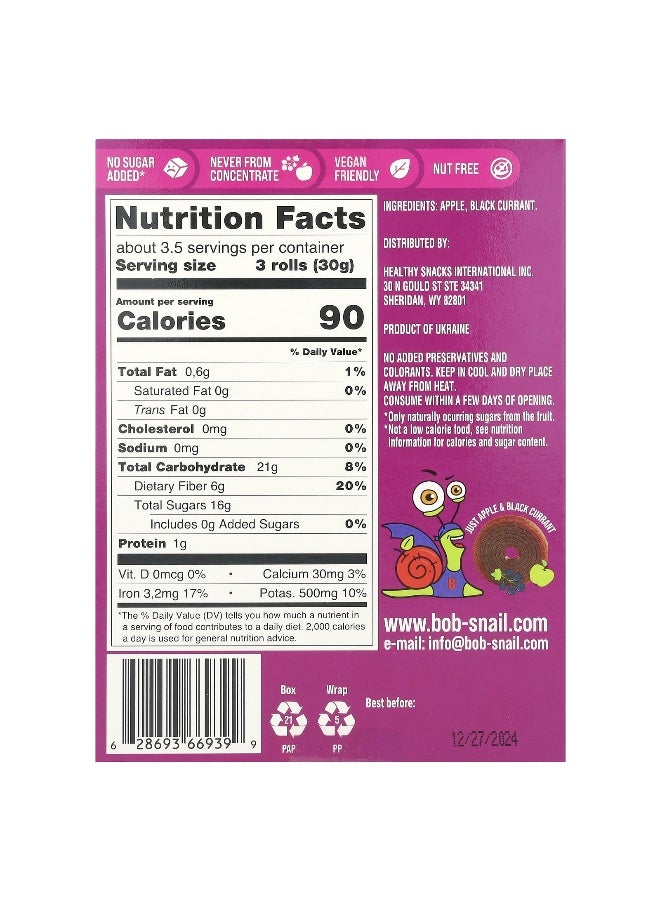 Bob Snail, Fruit Rolls, Apple-Black Currant, 10 Pouches, 0.35 oz (10 g) Each - Image 2