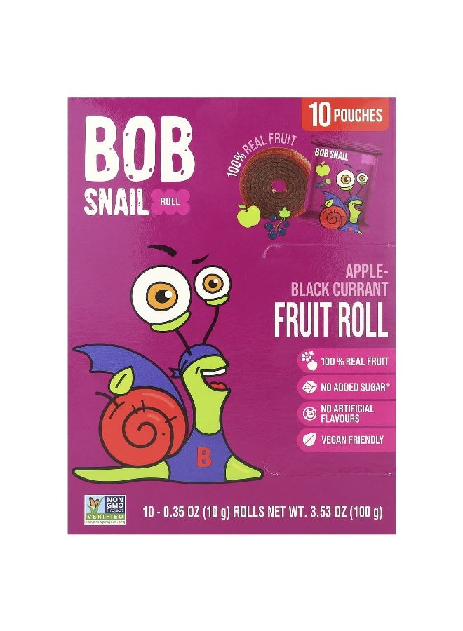 Bob Snail, Fruit Rolls, Apple-Black Currant, 10 Pouches, 0.35 oz (10 g) Each - Image 1