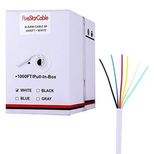 FiveStarCable 22-6 1000 Ft 22 AWG 6 Conductors Alarm Security Wire 22/6 22-6 Security Cable Alarm Audio Power Bulk Cable White - Image 1