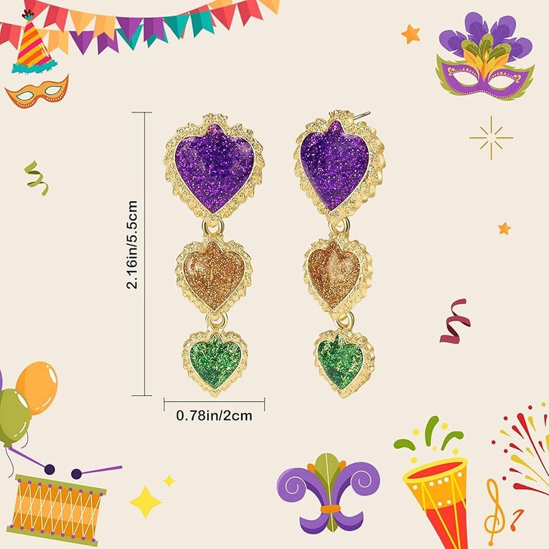 Festival Carnival Earrings for Women Colorful Statement Lightweight Drop Earrings Party Jewelry for Mardi Gras, Rave, , - Image 2