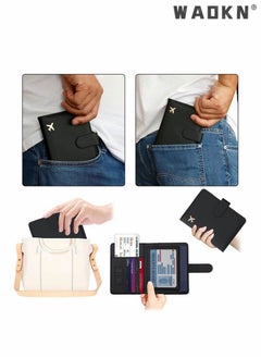WAOKN Storage Bag for Magnetic Suction of Overseas Flight Tickets, Passport Documents,Simple and Stylish Leather Passport Holder Sky Blue Passport Sleeve Travel Wallet Multi functional ID Pack  - Image 3
