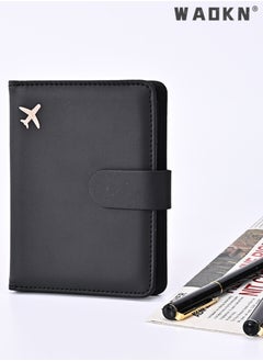 WAOKN Storage Bag for Magnetic Suction of Overseas Flight Tickets, Passport Documents,Simple and Stylish Leather Passport Holder Sky Blue Passport Sleeve Travel Wallet Multi functional ID Pack  - Image 2