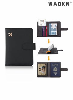 WAOKN Storage Bag for Magnetic Suction of Overseas Flight Tickets, Passport Documents,Simple and Stylish Leather Passport Holder Sky Blue Passport Sleeve Travel Wallet Multi functional ID Pack  - Image 4