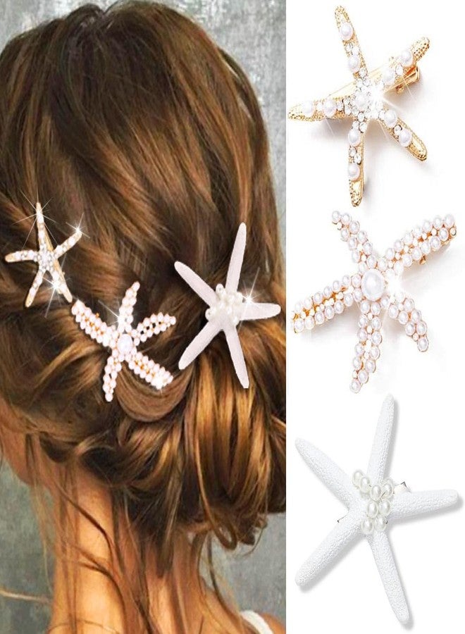 CAKURE Starfish Hair Clip Pearl Mermaid Hair Clips Seashell Hair Accessories for Women and Girls (Pack of 3) - Image 1