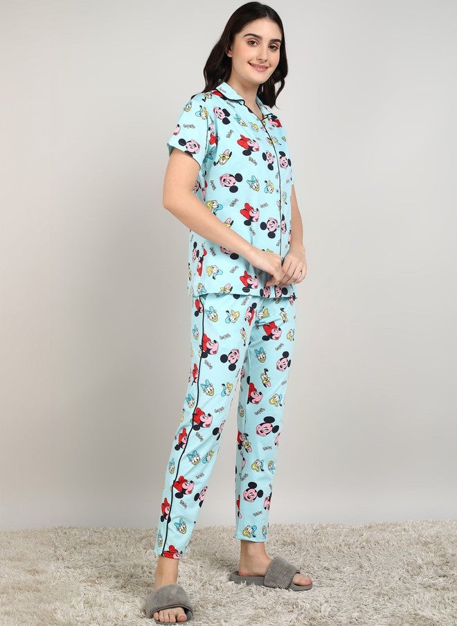 PREEN Women Printed Night Suit with Mickey & Minnie Design - Image 2