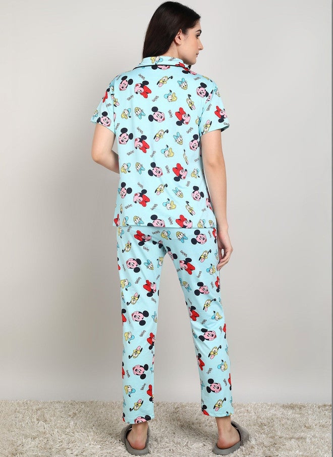 PREEN Women Printed Night Suit with Mickey & Minnie Design - Image 3