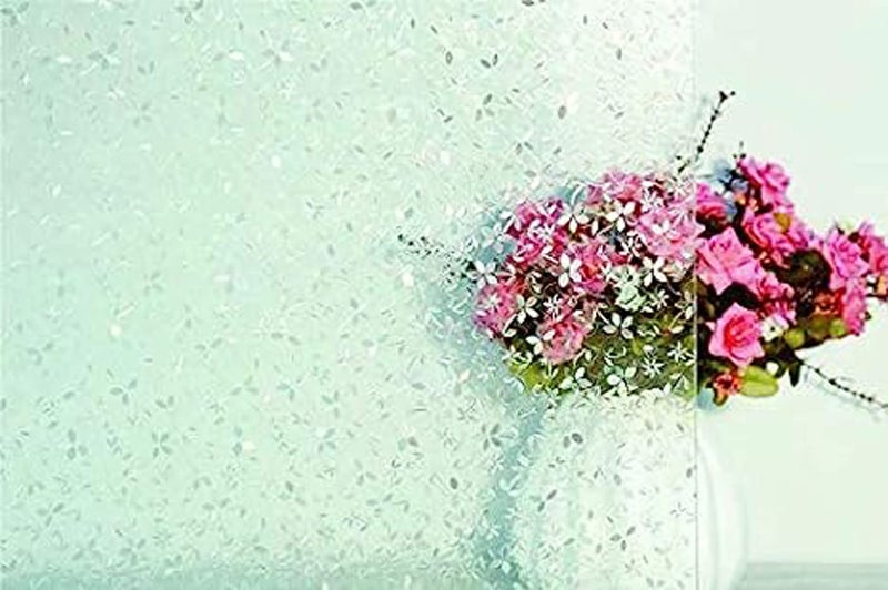 Elton 3D Window Films Privacy Film Self Adhesive Decorative Film for Bathroom Door Window Heat Control Anti UV (Small White Patti) 24 x 144 inches-Polyvinyl Chloride - Image 1
