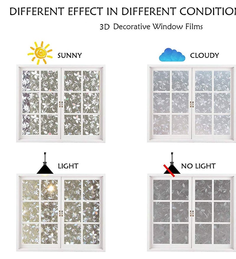Elton 3D Window Films Privacy Film Self Adhesive Decorative Film for Bathroom Door Window Heat Control Anti UV (Small White Patti) 24 x 144 inches-Polyvinyl Chloride - Image 5