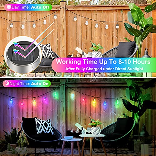 Bosceos 12Pack Outdoor Hanging Solar Lights - Cracked Glass Solar Lights Waterproof LED Decorative Ball Lights Tree Solar Powered Globe Lights with Hook for Garden Yard Fence Christmas Decoration, Multicolor - Image 3