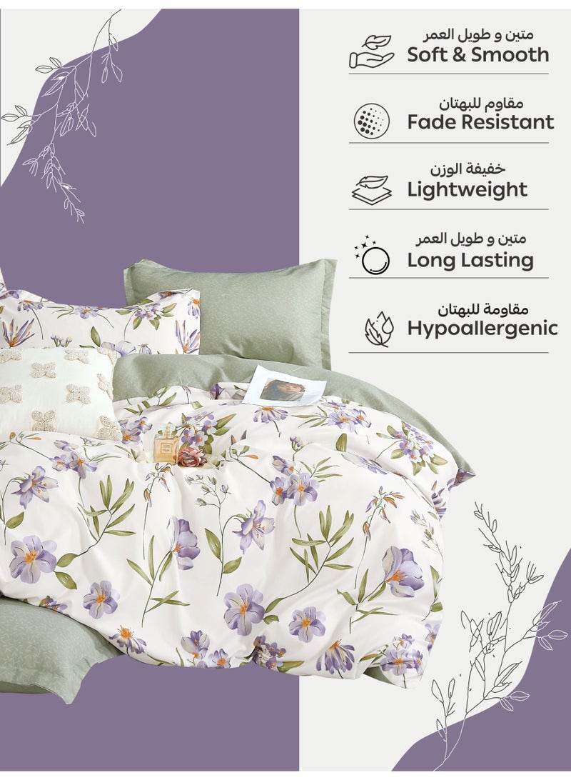 Donetella Printed Duvet Set, Queen Size 200x230 cm - 6-Pcs Bed Set, Microfiber Fabric - 1 Duvet Cover, 1 Fitted Sheet, 2 Pillow Shams, 2 Pillowcases (Filler Not Included) - Image 5