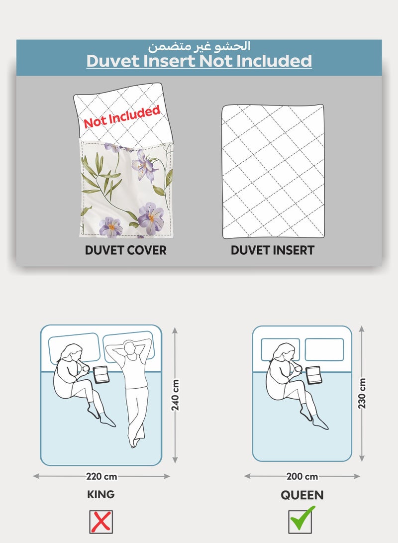 Donetella Printed Duvet Set, Queen Size 200x230 cm - 6-Pcs Bed Set, Microfiber Fabric - 1 Duvet Cover, 1 Fitted Sheet, 2 Pillow Shams, 2 Pillowcases (Filler Not Included) - Image 2