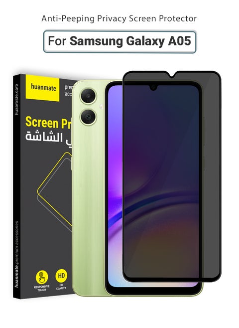 Samsung Galaxy A05 Privacy Screen Protector – Premium Edge to Edge Anti Spy Privacy Tempered Glass, Oleophobic Coating, Delicate Touch, Anti-Explosion, Smooth Arc Edge, Easy Installation