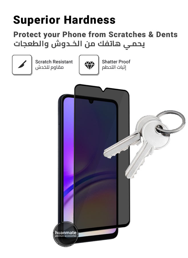 huanmate - Samsung Galaxy A05 Privacy Screen Protector – Premium Edge to Edge Anti Spy Privacy Tempered Glass, Oleophobic Coating, Delicate Touch, Anti-Explosion, Smooth Arc Edge, Easy Installation - Image 1