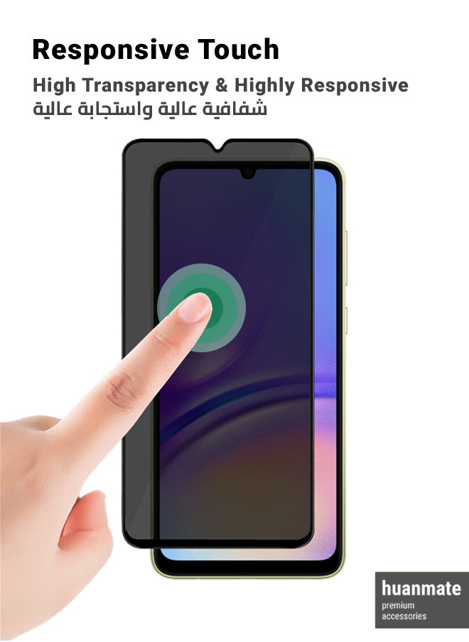 huanmate - Samsung Galaxy A05 Privacy Screen Protector – Premium Edge to Edge Anti Spy Privacy Tempered Glass, Oleophobic Coating, Delicate Touch, Anti-Explosion, Smooth Arc Edge, Easy Installation - Image 1
