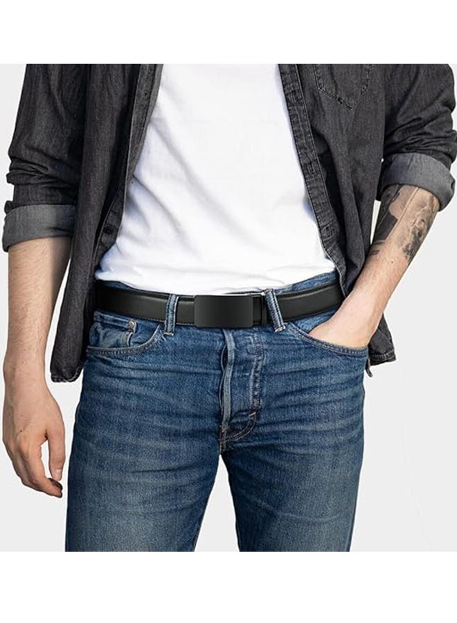 ANGROOSSU Men's Belt, Ratchet Belt Men's, Black Belt With Adjustable Automatic Buckle Genuine Leather Belt, Men's Casual Belt - Image 4
