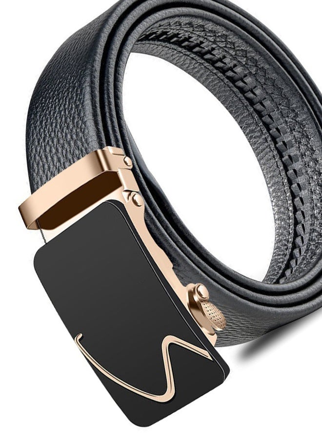 ANGROOSSU Men's Belt, Ratchet Belt Men's, Black Belt With Adjustable Automatic Buckle Genuine Leather Belt, Men's Casual Belt - Image 5