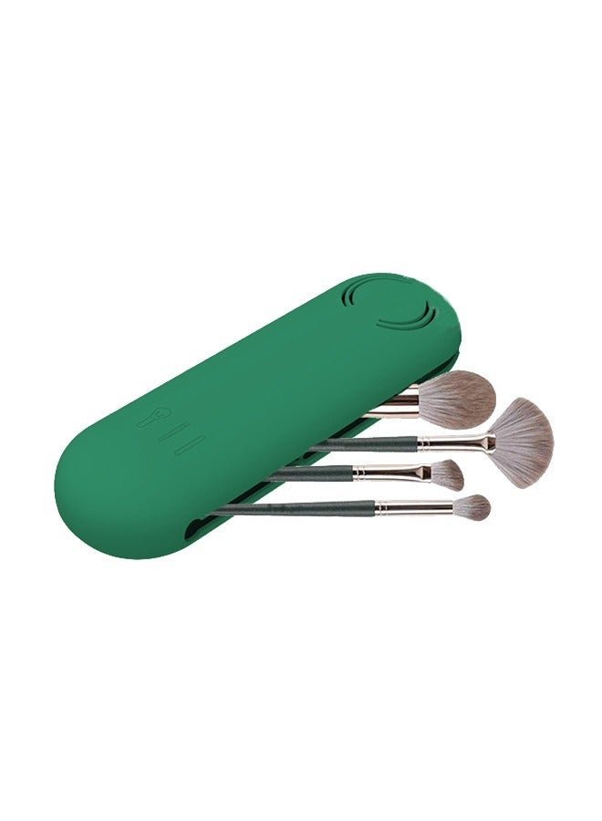 Silicon Portable Oblique Opening Makeup Brush Holder Green - Image 1