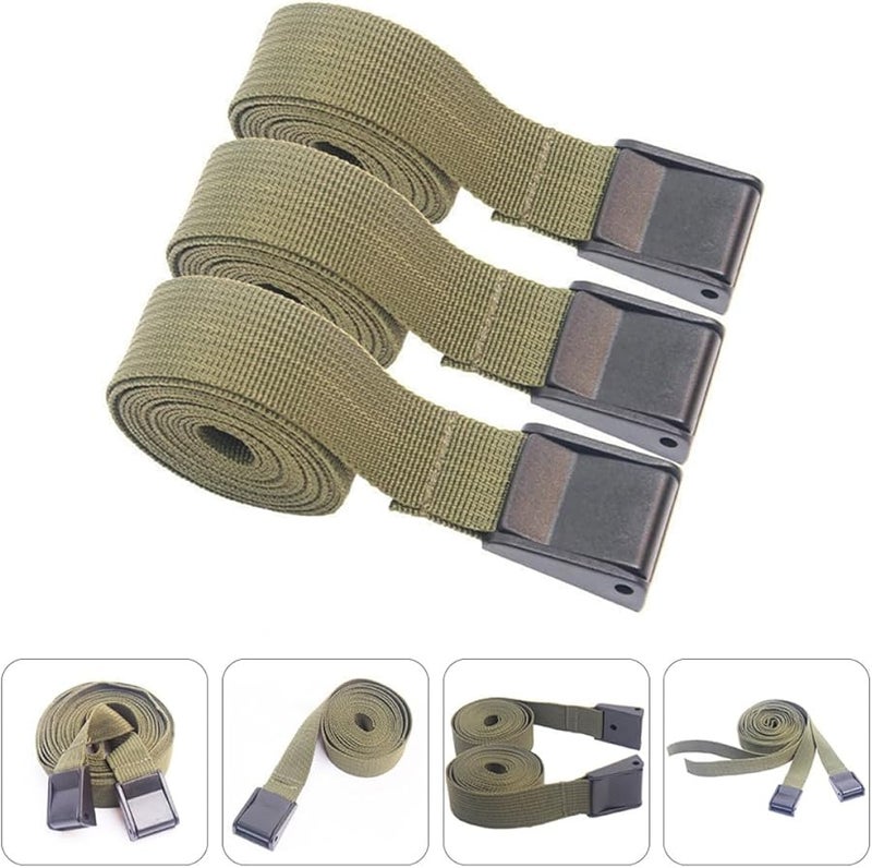 3pcs Military Green Tie Down Straps with Buckle for Camping Backpack Cargo Securing Quick Tightening - Image 5