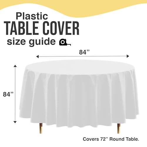 Exquisite 66% Thicker Premium White Round Tablecloth 0.5 Mil 12 Pack Plastic Table Cloth Disposable 84 Inch Round Plastic Tablecloth Won't Tear Easily Like Cheap Thin Brands - Image 5