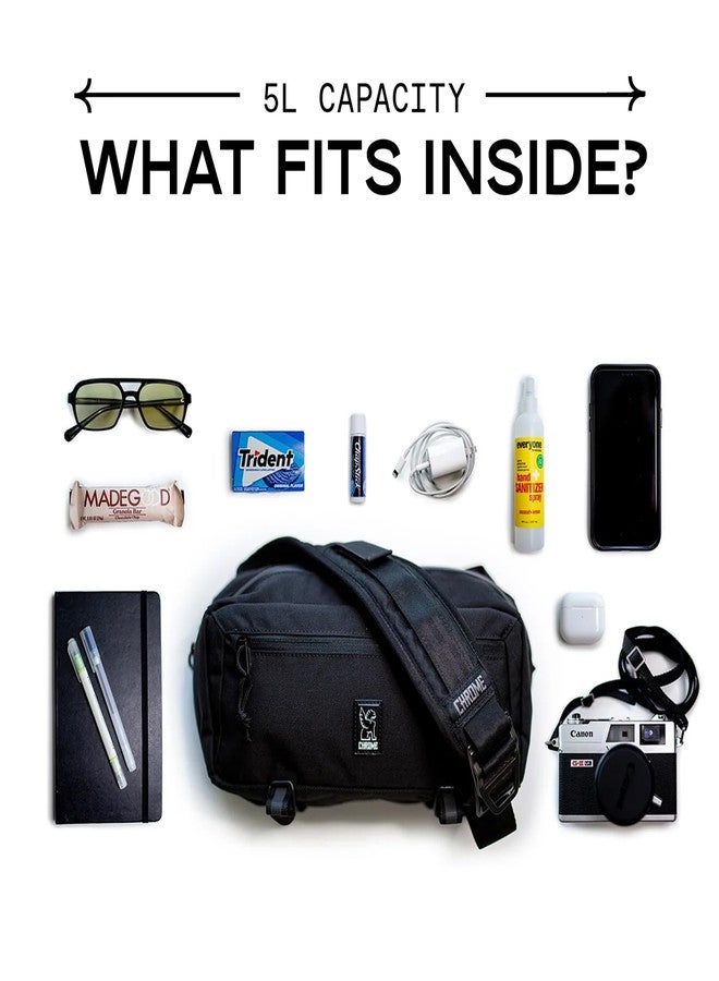 كروم حقيبة كتف صغيرة من كروم إندستريز - حقيبة كروسبودي مقاومة للماء للنساء والرجال مع حزام قابل للتعديل والتبديل - 5 لتر، أسود - Image 3