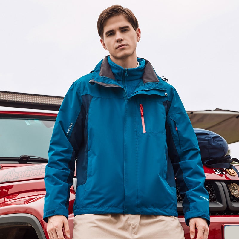 Three-In-One Jacket For Men And Women In Outdoor Windproof And Waterproof Removable Liner Mountaineering Jacket - Image 1