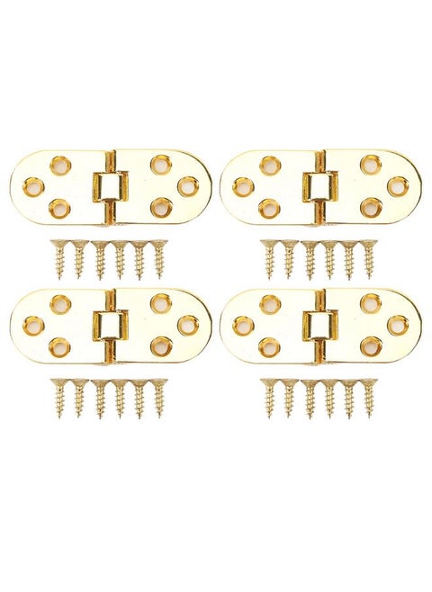 4 Sets 180 Degree Flap Hinge 0.09in Thickness Metal Folding Flip Top Hinge for Folding Table Sewing Machine Bright Gold