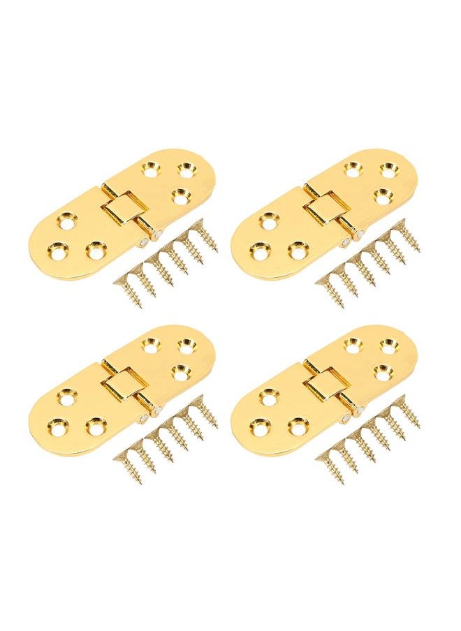 4 Sets 180 Degree Flap Hinge 0.09in Thickness Metal Folding Flip Top Hinge for Folding Table Sewing Machine Bright Gold