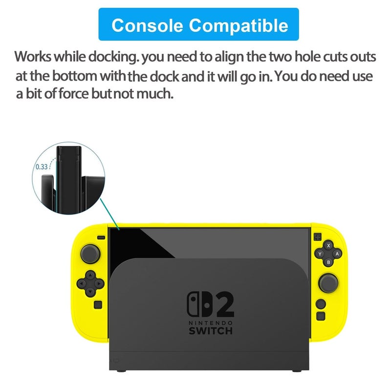 COMCOOL Dockable Case for Nintendo Switch 2 2025 - [Military Grade Drop Protection] Slim Shockproof with Anti-Fingerprint Switch 2 Protective Cover - Yellow - Image 3