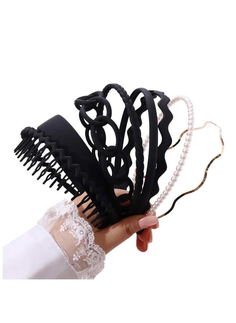 LifeDawn - LifeDawn Pearl Headbands with Teeth Wide NonSlip Hair Hoops  Plastic Metal and Gold for Girls and Trendy Women - Image 1