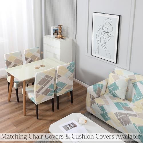 HOKIPO Polyester, Spandex Elastic Stretchable Triple Seater Sofa Cover (AR-4095-D21) Pastel Diamond - Image 5