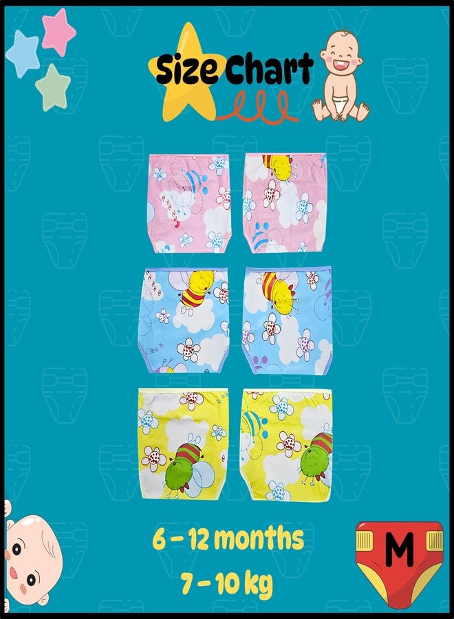 Hooper Baby & Toddler Diaper Covers for 0-3 Years | Washabale, Reusable, Waterproof & Adjustable Nappy Cover | Ultra Soft, and Thin | Unisex Designs, Pack of 6 (Size M) - Image 4